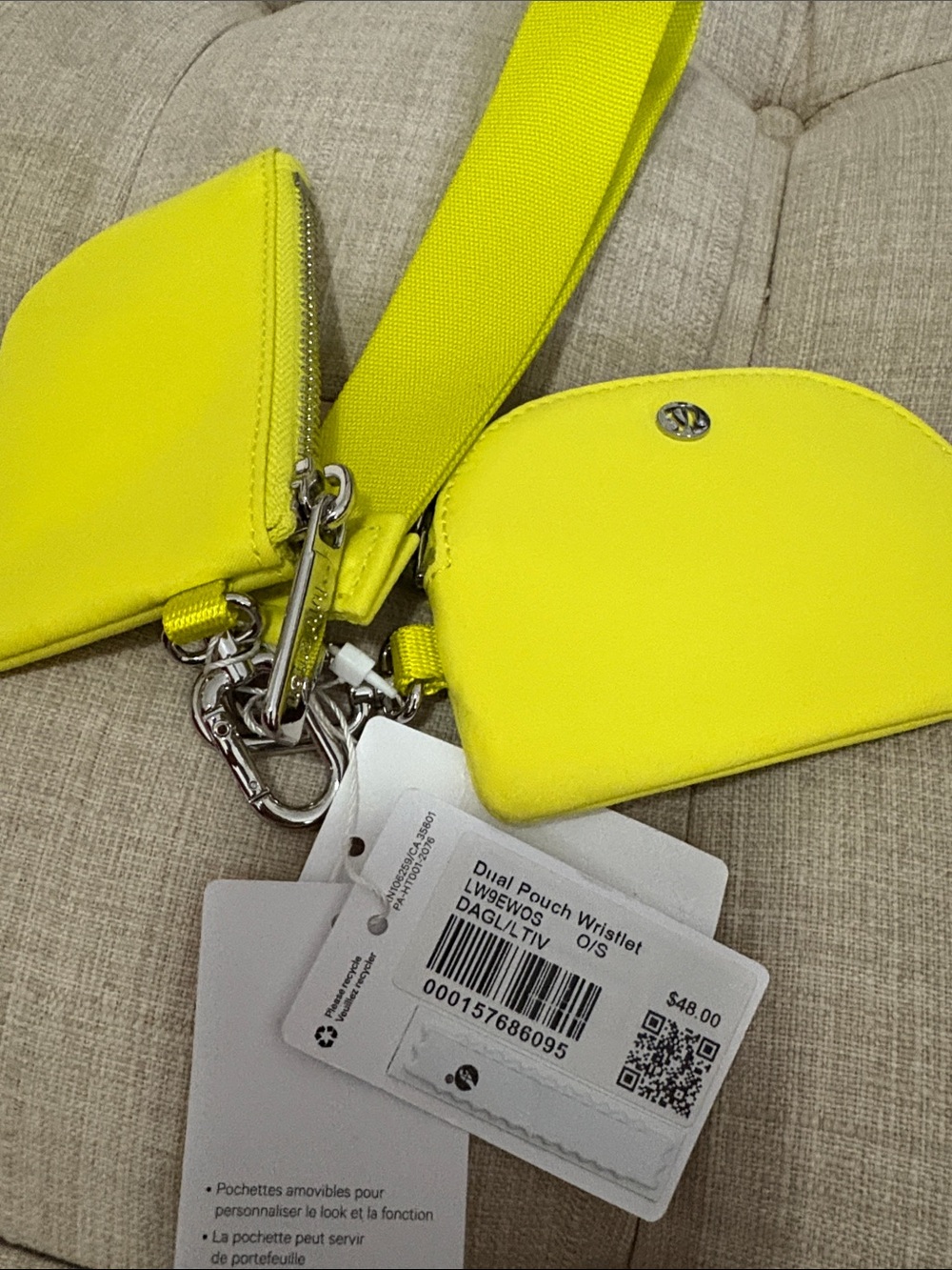 lululemon athletica Neon Yellow Dual Pouch Wristlet